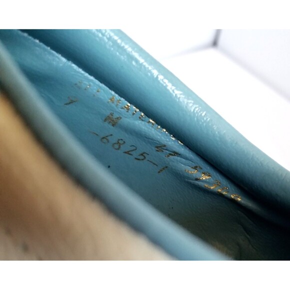 Vintage MONTGOMERY WARD Golf Shoes Sz 9 Blue White Oxford Kiltie Spikes - Picture 13 of 14